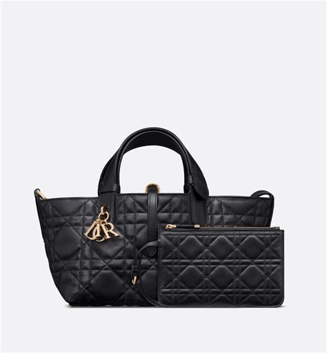 Small Dior Toujours Bag Black Macrocannage Calfskin